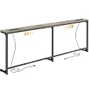 Huuger 63.4-78.3'' Extendable Behind Couch Table with Outlets, Light Oak