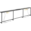Huuger 94.5-110.2'' Extendable Behind Couch Table with Outlets, Grey