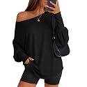 Huukeay Women's Off The Shoulder Shirts Oversized Tops