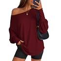 Huukeay Women's Off The Shoulder Shirts Oversized Tops