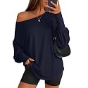 Huukeay Women's Off The Shoulder Shirts Oversized Tops