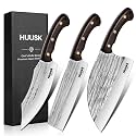 Huusk 3PCS Hand Forged Butcher Knife Set for Meat Cutting, Gifts for Men