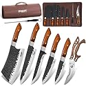Huusk 7 PCS Butcher Knife Set for Meat Cutting with Roll Bag, Gifts for Men
