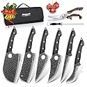 Huusk 8PCS Butcher Knife Set with Roll Bag, Gifts for Men