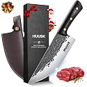 Huusk Butcher Knife for Meat Cutting with Sheath