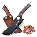Huusk Hand Forged Meat Cleaver with Sheath - Butcher Knife for Meat Cutting