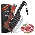 Huusk Meat Cleaver Knife with Sheath, Hand Forged Butcher Knives