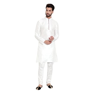 HUZUR Mens Silk 6 Loop Kurta Pajama