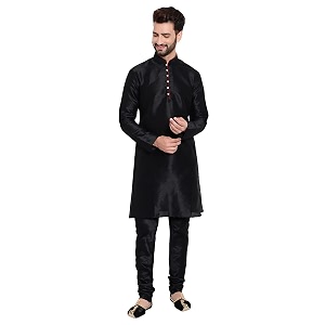 HUZUR Mens Silk 6 Loop Kurta Pajama