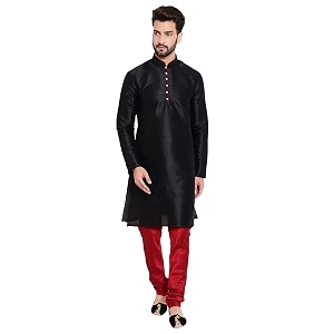 HUZUR Mens Silk 6 Loop Kurta Pajama