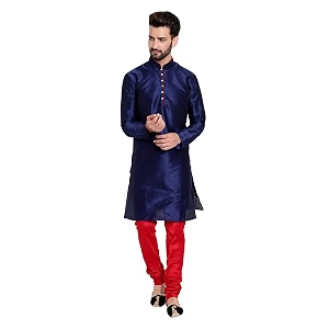 HUZUR Mens Silk 6 Loop Kurta Pajama