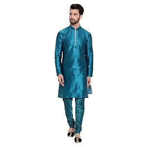 HUZUR Mens Silk 6 Loop Kurta Pajama