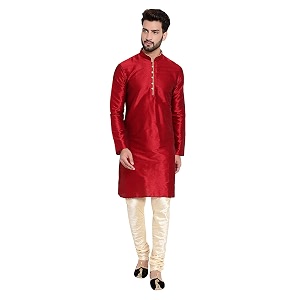 HUZUR Mens Silk 6 Loop Kurta Pajama