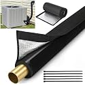 HVAC Pipe Insulation Cover 72"x10.2" AC Line Set Sleeve, Outdoor 5-Layer 600D Oxford AC Copper Lines Cover for Mini Split, Central Air Conditioner, Heat Pump Sunproof, Anti-Freeze Black