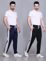 HVBK Solid Men Black Blue Track Pants
