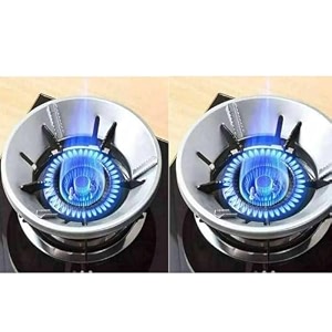 gas saver open burner stand - efficient energy-saving wind shield bracket for enhanced cooking performance - durable alloy construction various gas types - pack of 2 silver