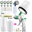HVLP Gravity Fed Air Spray Gun with 1.4/1.7/2.0/2.5 mm Nozzles and 650cc Mixing Cups, Sprayer Paint Gun for Automotive Refinishing and Home Wall Finishing Applications (Green)