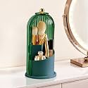 Makeup Brush Holder 360° Rotating Countertop Organizer with Lid (Green)