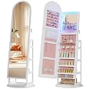 HWB Mirror Jewelry Cabinet Standing: Full Length Mirror with Storage