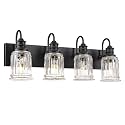 HWH 4-Light Bathroom Vanity Light, Wall Light Sconces for Bathroom, Dressing Table, Black Bathroom Mirror Wall Light with Bell-Shaped Clear Glass, Matte Black Finish, 5HZG106B-4W BK