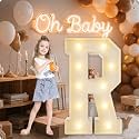 HXWEIYE Large Marquee Letter R, 3FT Battery Operated, Easy to Assemble