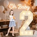 HXWEIYE Large Marquee Numbers 2, 3FT Battery Operated, Easy to Assemble