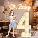 HXWEIYE Large Marquee Numbers 4, 3FT Battery Operated, Easy to Assemble