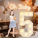 HXWEIYE Large Marquee Numbers 5, 3FT Battery Operated, Easy to Assemble