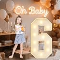HXWEIYE Large Marquee Numbers 6, 3FT Battery Operated, Easy to Assemble