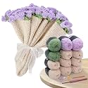 HYAMVOR DIY Crochet Flowers Bouquet Blanket Kit, Handmade 43 inches Throw Knitting Kits for Adults, 12 Yarn Ball with Crochet Hook,Yarn Needle,Stitch Marker (Lily of the Valley)
