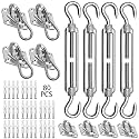 HYASIA 80Pcs Shade Sail Hardware Kit 6 inch for Rectangle Triangle Sunshade