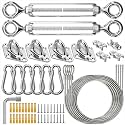 HYASIA Shade Sail Hardware Kit with Wire Ropes, 304 Stainless Steel Heavy-Duty Rustproof Turnbuckles, Hardware for Triangle Rectangle Square Sun Shade Sails, Ideal for Patios Gardens Lawns Outdoor