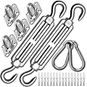 HYASIA Sun Shade Sail Hardware Kit 8 Inch for Rectangle & Triangle Shade Sail Install, Stainless Steel ShadeSail Fixing Accessories for Outdoor Patio Canopy Garden, Heavy Duty Awning Attachment 40 Set