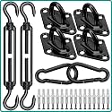 HYASIA Sun Shade Sail Hardware Kit 6 Inch for Rectangle & Triangle Shade Sail Install, Stainless Steel ShadeSail Fixing Accessories for Outdoor Patio Canopy Garden, Heavy Duty Awning Attachment 40 Set