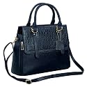 HYATT Leather Accessories Natural Leather Top-Handle satchel Tote Ladies Handbags &amp; Shoulder Sling Bags For Women Office Branded Stylish Latest Size-L-12 X H-10.5 x W- 5.5 Inches (BLACK)