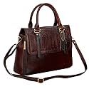 HYATT Leather Accessories Natural Leather Top-Handle satchel Tote Ladies Handbags & Shoulder Sling Bags For Women Office Branded Stylish Latest Size-L-12 X H-10.5 x W- 5.5 Inches (BLACK)