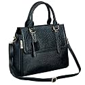 HYATT Leather Accessories Natural Leather Top-Handle satchel Tote Ladies Handbags &amp; Shoulder Sling Bags For Women Office Branded Stylish Latest Size-L-12 X H-10.5 x W- 5.5 Inches (BLACK)