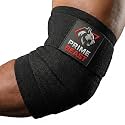 Hybrid Elbow Wraps for Weightlifting, Compression Sleeve and Adjustable Wrap Support for Bench Press, Powerlifting, and Gym Training (1 Pair) (Black, Medium)