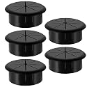 HYCC 5 Pack 2 Inch Flexible Desk Grommet,Organize Wires and Cables on Office Equipment, Computer Components, Entertainment Systems Effectively - Color: Black