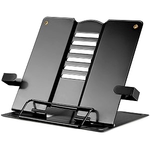 book standholder  portable metal desktop adjustable foldable cookbook holder recipe book stand textbook amp music sheet holder for reading and study use black