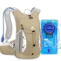 Hydration Backpack with 2L Water Bladder - Lightweight 15L Daypack with Phone-Sized Hip Belt Pockets, Anti-Chafe Cotton Edging & No-Bounce Straps - Small Water Backpack for Hiking, Running, Skiing