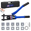Hydraulic Crimping Tool 12 Ton, Heavy Duty Hydraulic Cable Crimper With 16-240mm² Dies (6 Awg-500 Mcm), For Copper And Aluminum Cable Lugs, Battery, Solar, Electrical, Rv And Industrial Wiring