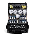 Hydraulic Pressure Test Kit,10/100/250/400/600bar/ 5 Gauges 14 Tee Connectors 13 Test Couplings 5 Test Hoses Hydraulic Gauge Kit for Excavator Construction Machinery (5 Gauges 5 Test Hoses)