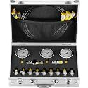 Hydraulic Pressure Test Kit, 250/400/600bar, 3 Gauges 11 Test Couplings 3 Test Hoses, Excavator Hydraulic Test Gauge Set with Portable Carrying Case for Excavator Tractors Construction Machinery