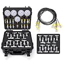 Hydraulic Pressure Test Kit, 5 Gauges (10/100/250/400/600bar) 60mpa 13 Test Couplings 14 Tee Connectors 5 Test Hoses w/Sturdy Portable Carrying Case for Excavator Construction Machinery