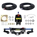 Hydraulic Steering Kit for Boats up to 350HP, 1000PSI Marine Hydraulic Steering System with Pump, Cylinder, 2×26ft Hoses & Fittings for Outboard Motors