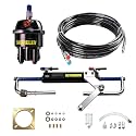 Hydraulic Steering Kit for Boats up to 90HP, 24ft Hose System with Pump &amp; Cylinder (Include Helm), Boat Hydraulic Steering System Compatible with Outboard Motors