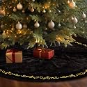 HyDren 72 inch Velvet Christmas Black Tree Skirt (Classical Style)