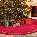 HyDren 72 Inch Velvet Christmas Red Tree Skirt(Classical Style)