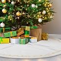 HyDren 72 Inch Velvet Christmas White Tree Skirt (Classical Style)